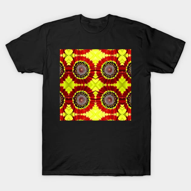 Red Yellow Chrysanthemum Pattern Number 14 T-Shirt by BubbleMench